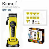 Kemei 1593 Barber Professional Hair Clipper Rechargeable Trimmer Electric Hair Cutting Machine External Rotor Brushless Motor