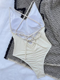 S - XXL V Neck Scrunch Butt Female Swimwear One Piece Swimsuit Women Backless Monokini High Cut Leg Bathing Suit Swim Bodysuit