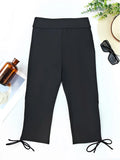 2026 Black Swimsuit Pants Sporty long Knee Drawstring Swimwear Women Bathers Bathing Swimming Swim Suit Female Beachwear XXL