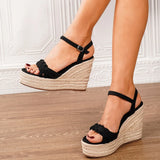 2025 Leisure Big Size 43 Summer Platform Espadrilles Sandals Women Ankle Strap 11.5cm High Heels Party Comfortable Wedges Shoes
