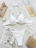 New Halter Frilled Underwired Bra Cup Bikini Women Swimwear Female Swimsuit Two-pieces Bikini set Bather Bathing Suit Swim K5837