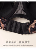 Sexy leopard print lace underwear for women, thin, small breasts, push-up, large bra, anti-sagging bra, new style
