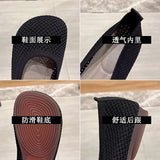 Big Size 42 Women Flats Knitted Breathable Sneakers Ladies Soft Bottom Ballet Loafers Casual Slip on Boat Shoe for Woman
