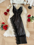 Sexy Lace Patchwork Pajamas Comfortable And Casual Long And Comfortable Women's Nightgown
