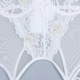 Toucheart Embroidery Floral Sexy Lingerie Panty Garters3PCS Skinny Plunge Patchwork See-through Romantic Private Interesting Set