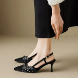 Pointed Toe High Heels Women Dot Sandals 2026 Summer Singbacks Mules Shoes Elegant