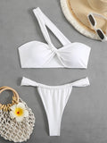 2025 Printed One Shoulder Bikini Women Sexy Swimwear Female Thong Swimsuit Bathers Bathing Swimming Swim Suit Beachwear Summer