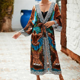13 Colors Printed With Belt Crochet Knitted Tunic Beach Cover Up Cover-ups Beach Dress Beach Wear Beachwear Female Women K7201