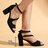 Fashion Block Heel Sandals Summer New Round Toe Open Toe Bag Heel One Strap Anti-slip Wear-resistant High Heels