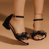 2026 Fashion Ankle Strap Bowknot Sandals Women Summer Open Toe Square Heel Sandls Woman Plus Size Sandals