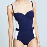 DEKA 2026 Patchwork One Piece Swimwear Women Halter Bikini Push Up Swimsuit Bathing Suit High Waist Bodysuit Monokini Beach