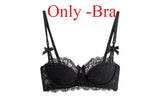 European French Pure Desire Bralette AB Cup Lace Bra Set Small Bust Push Up Wireless Comfort Or Chubby Girl Bow Design Plus Size