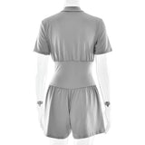 FDYOUI New 2026 Summer Zip-up Corset Playsuits Women Casual Short Sleeve Sports Fitness Overalls One Piece Tunics Yoga Bodysuit