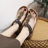 2026 New Shoes for Women Bohemia Crystal Sandals Women Shoes Rhinestone Lady Flip Flops Pearl Slip on Flat Beach Shoes