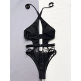 2026 Sexy Halter Cut Out Backless One Piece Swimsuit Women Swimwear Female Monokini High Leg Cut Bather Bathing Suit Swim V5225