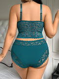 Women's Plus Size Sexy Lingerie Set Lace Floral Mesh Unlined Wireless Bra Breathable Sexy Lace Trim Panties 1Xl-4Xl