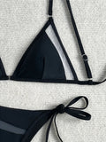 Sexy Mesh Sheer Bikini Female Swimsuit Women Swimwear High Leg Cut Strappy Bather Bathing Suit Swim Two-pieces Bikini set K8070