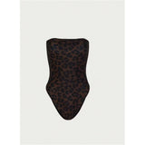 S - XL New Leopard Printed Bandeau Women Swimwear One Piece Swimsuit Female High Leg Cut Monokini Bather Bathing Suit Swim V8051