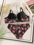 High Quality Printed Patchwork Lace Sexy Lingerie Set For Women's Push Up Bras With Steel Ring Underwear A2174