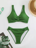 High Waist Bikini 2026 Women Sporty Swimsuit Solid Sexy Striped Swimwear Female Bathers Bathing Swimming Swim Suit Beachwear
