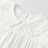 Women Casual White Mini Dress Short Sleeve Doll Collar Loose Shirt Dress 2026 Summer Retro Streetwear