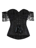 Corset's new retro lace fishbone body-shaping shirt with shoulder straps and bubble sleeves gathered to hold the sternum.