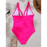 S - XL New Sexy Mesh Sheer V Neck Women Swimwear One Piece Swimsuit Female High Leg Cut Monokini Bather Bathing Suit Swim V5136