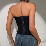 Spring Summer Women's Tank Top 2026 New Sexy Strapless Crop Top Fashion American Style Fishbone Corset Lady Night Club Camisole