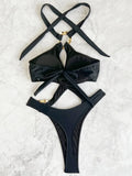Halter Tummy Cut Out Backless Monokini Women Thong Swimwear One Piece Swimsuit Female High Leg Cut Bathing Suit Swim Bodysuit