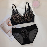 French Style Sexy Lace Underwear Set, Non-Padded Push Up Bra for Small Bust, Wirefree & Breathable, New Hot Bestseller MOYISU AB