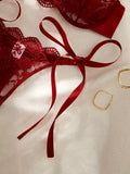 Lady Floral Embroidery Lingerie Set Women Sheer Bra and Brief Underwear Set Satin Sexy Intimates Underwear