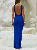 Sexy Glitter Backless Knitwear Tank Dress Sleeveless Slim Fishtail Dresses 2025 Women's Party Evening Vestidos Maxi Dress