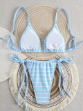 DEKA New Summer Brazilian Swimwear Women's Red Sexy Push-Up Two-Piece Swimsuit Bathing Suit Micro Beachwear Stripe Bikini Set