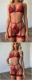 Women's Sexy Lingerie Set Lace Porn Costumes 3 Piece Push Up Bra G-String Garter Exotic Sets Lenceria Erotic Underwear For Sex