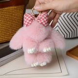 Bag Accessories Fashion Pluff Bunny Keychain Fluffy Lovely Play Dead Rabbit Cute 13cm Rabbit Fur Keychain Women