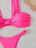 Strappy Bandeau Thong Bikinis 2026 Women Sexy Swimsuit Solid Brazilian Swimwear Female Bathers Bathing Swimming Swim Suit
