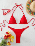 Triangle Halter Thong Bikinis 2026 Women Sexy Swimsuit Solid String Swimwear Female Bathers Bathing Swimming Swim Suit Beachwear