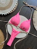 New Solid Color White Bikini Women suit Low Waist Lace-up Fashionable Swimsuit Two-piece Set
