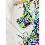 Asymmetric Printed Cut Out One Shoulder One Piece Swimsuit Women Swimwear Female Monokini Padded Bather Bathing Suit Swim V4276