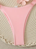 Strappy Bandeau Thong Bikinis 2026 Women Sexy Swimsuit Solid Brazilian Swimwear Female Bathers Bathing Swimming Swim Suit