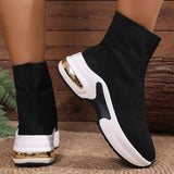 2025 Thick Bottom Knitted Ankle Boots Women Comfort Breathable Platform Sock Shoes Woman Plus Size Wedges Short Booties Mujer