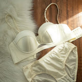TikTok Viral MOYISU Summer Satin Bralette Strapless Push Up Bra&Set French Retro Anti Sag Lingerie Set Small Breast Support Gift