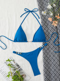 Triangle Halter Thong Bikinis 2026 Women Sexy Swimsuit Solid String Swimwear Female Bathers Bathing Swimming Swim Suit Beachwear