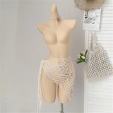 New 3D Star Hollow Out Crochet Knitted Sarong Pareo Beach Dress Beach Wear Beachwear Beach Cover Up Cover-upsFemale Women V7309