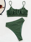 2026 Wrinkled Ruched High Waist Bikini Women Swimsuit Female Swimwear Two Pieces Bikini Set High Cut Bathing Suit Swim Beachwear