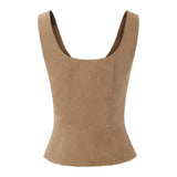 Women Vest Lace-up Strap Renaissance Vinatge Square Neck Sleeveless Medieval Slim Fit Halloween Cosplay Performance Top