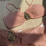 With Skirt Wrinkled Bandeau Bikini Female Swimsuit Women Swimwear Three-pieces Bikini Set Metal Ring Bathing Suit Swim Beachwear