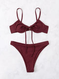 2026 Push Up Bikini Women Tie Front Swimsuit Sexy Underwire Swimwear Female Bathers Bathing Swimming Swim Suit Summer Beachwear