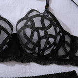 Toucheart Sexy Mesh Solid Color Lace See-through Interesting Hollow Out Underwear Garters Backless Steel Ring Patchwork Sexy Set