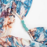 Spring and summer new women's suit fake two-piece halter top ruffled skirt two-piece suit